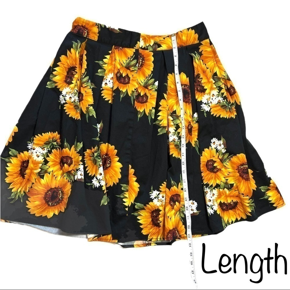 Vintage Handmade Artisan Sunflower Floral Knee Length Lightweight Skirt Large - Picture 15 of 16